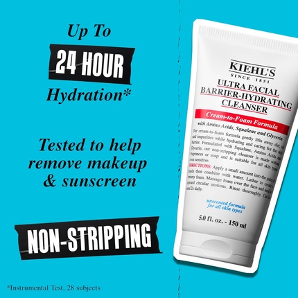 Крем для лица Kiehl's — Увлажняющее очищающее средство Ultra Facial Barrier Cream-To-Foam, не оставляющее пленки — фото 3