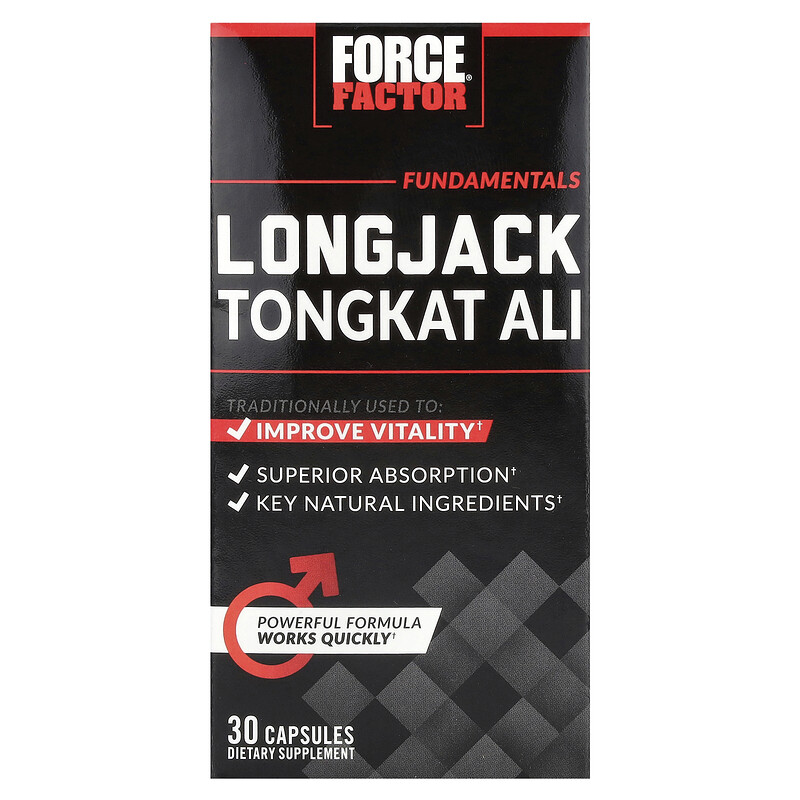 

Force Factor, Longjack Tongkat Ali, эврикома длиннолистная, 500 мг, 30 капсул