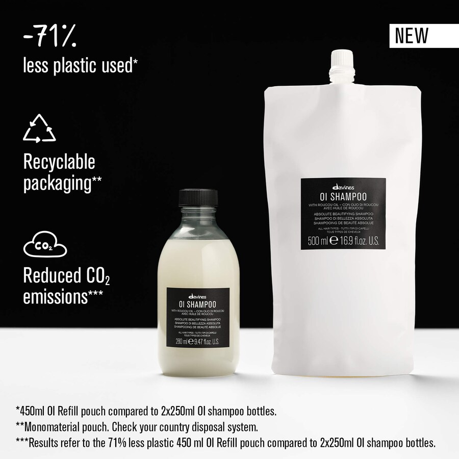 Шампунь OI для мягкости и блеска Davines, 16.9 fl oz/500 mL Refill Pouch — фото 3