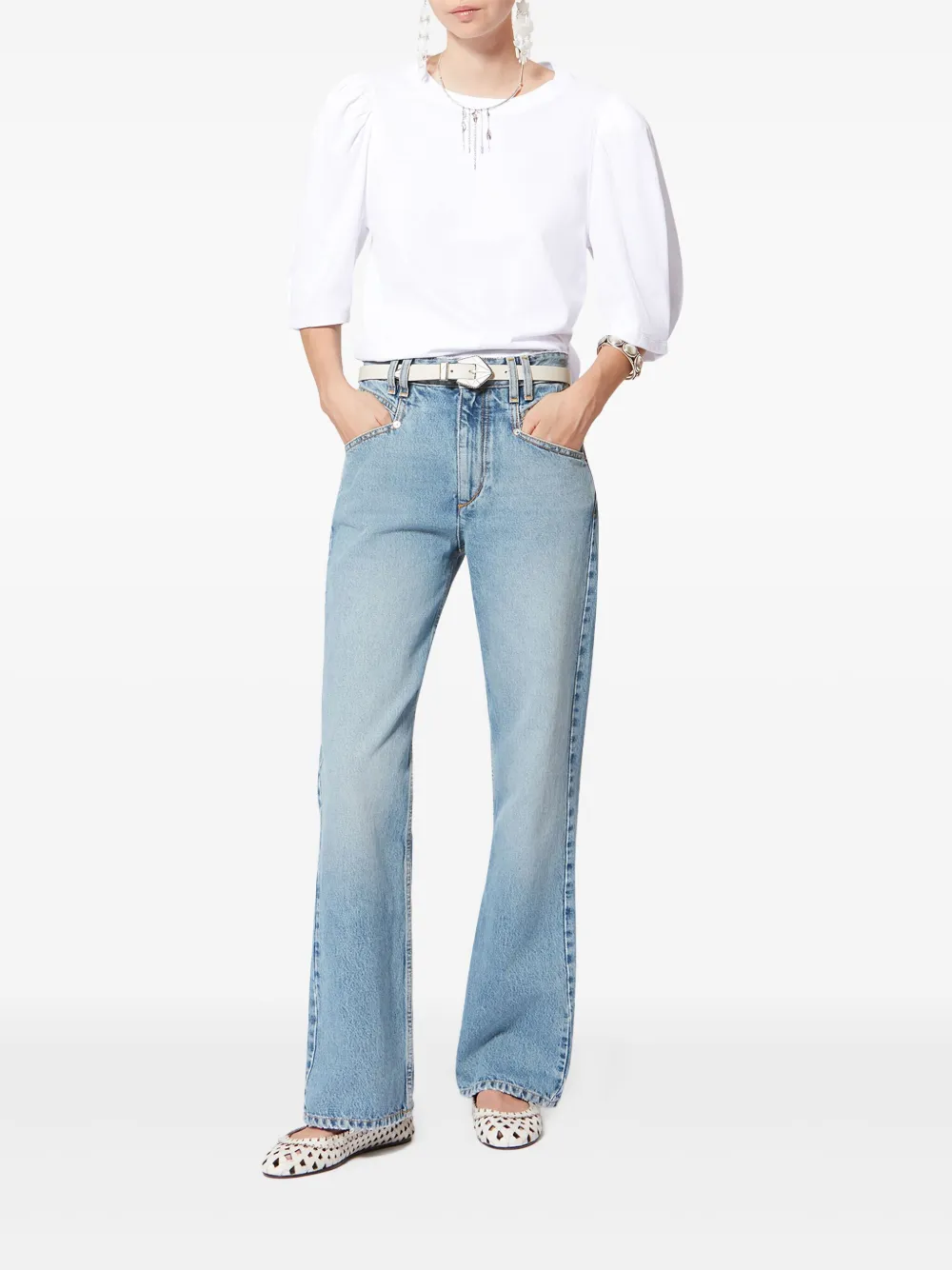 Футболка Maeliss Tee с объемными рукавами Isabel Marant, белый — фото 2