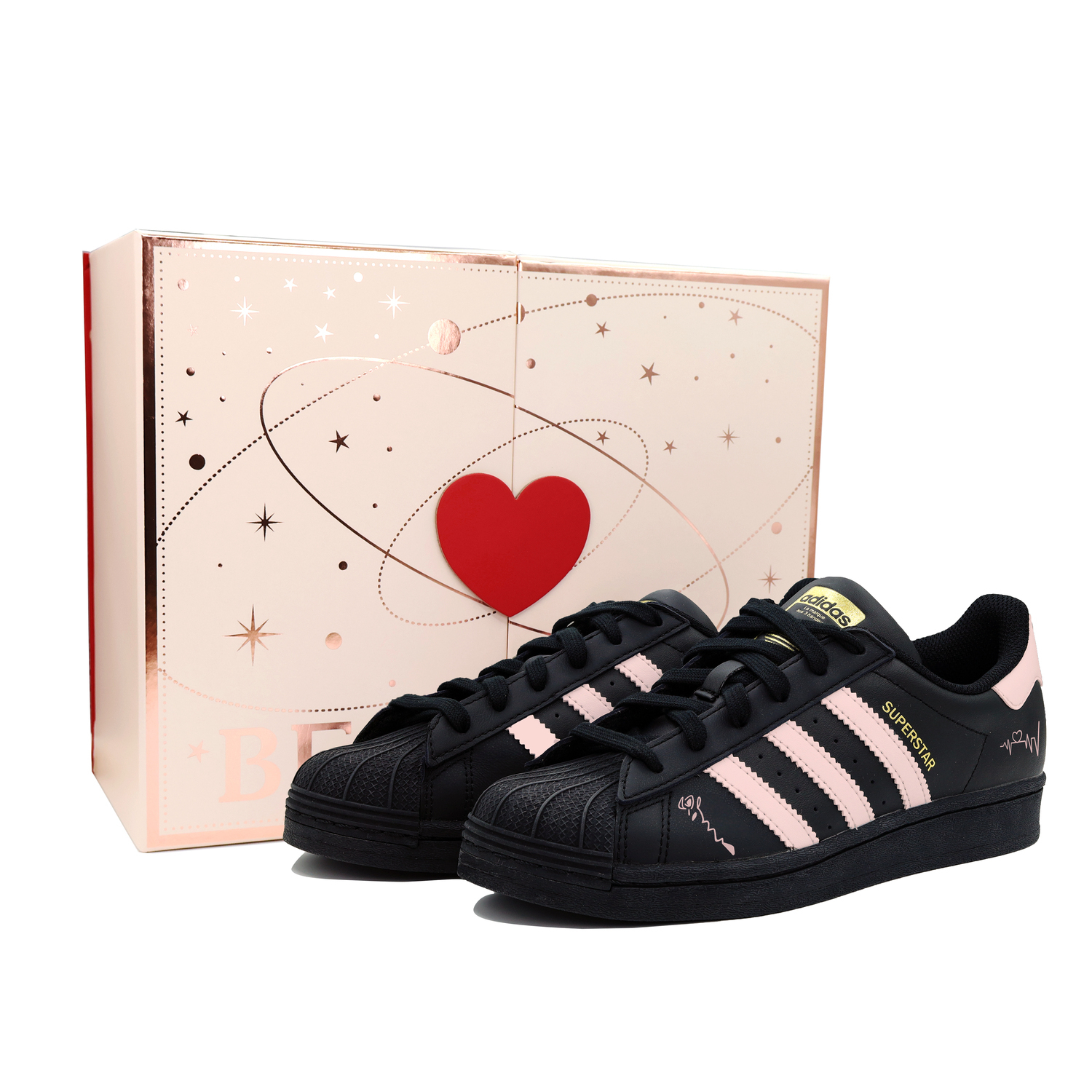 

Детские скейтерские кроссовки Superstar Grade School Adidas Originals, черно-розовые