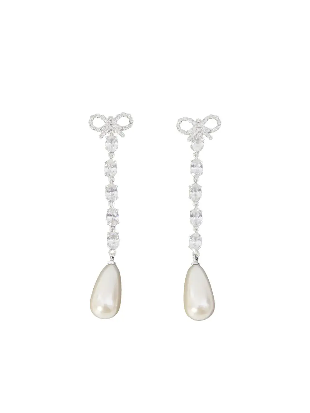 

Серьги-капли с бантом Self-Portrait, серебристый