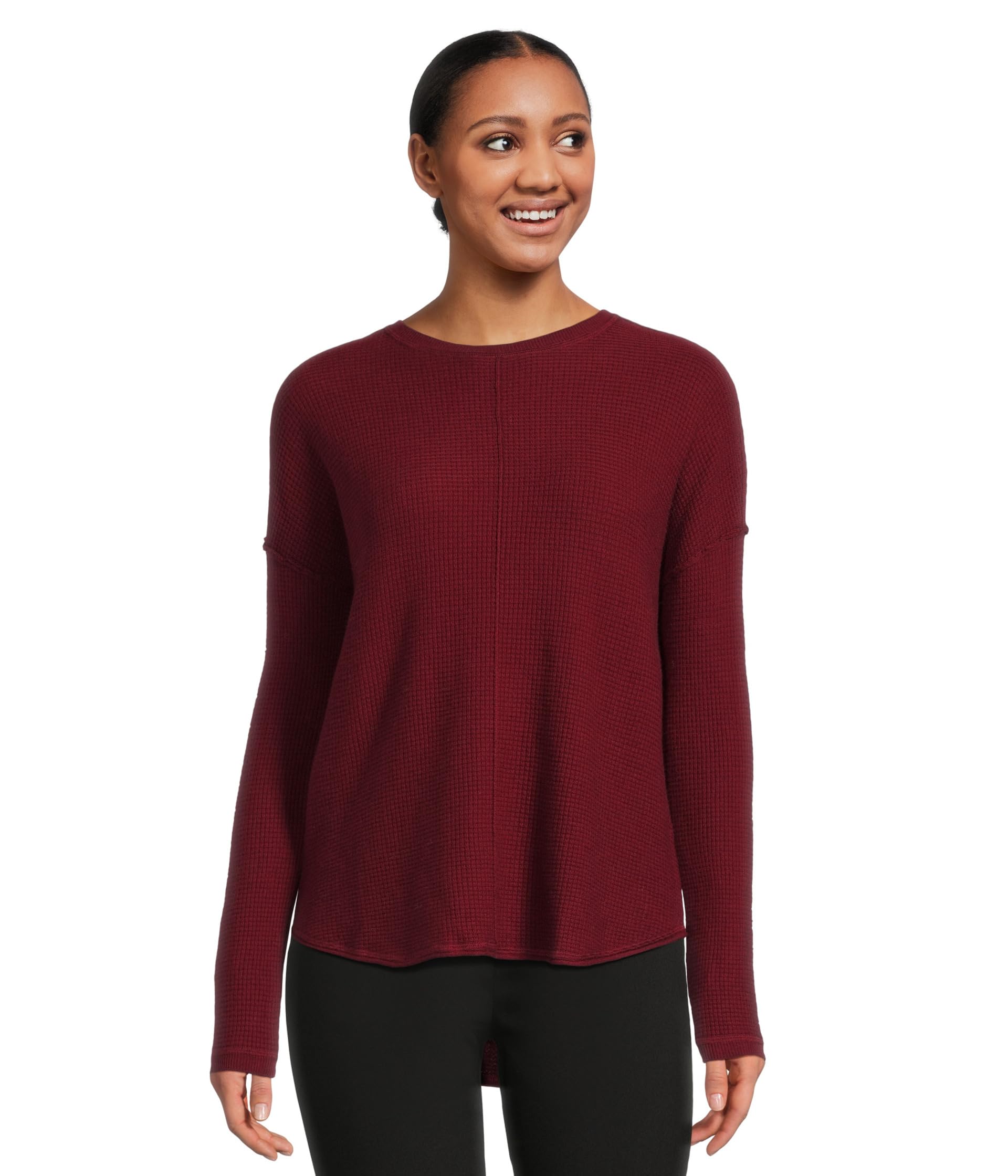 

Свитер Elliott Lauren Cotton Cashmere - Round Neck Waffle Stitch Drop Shoulder Long Sleeve Sweater, цвет Bloodstone