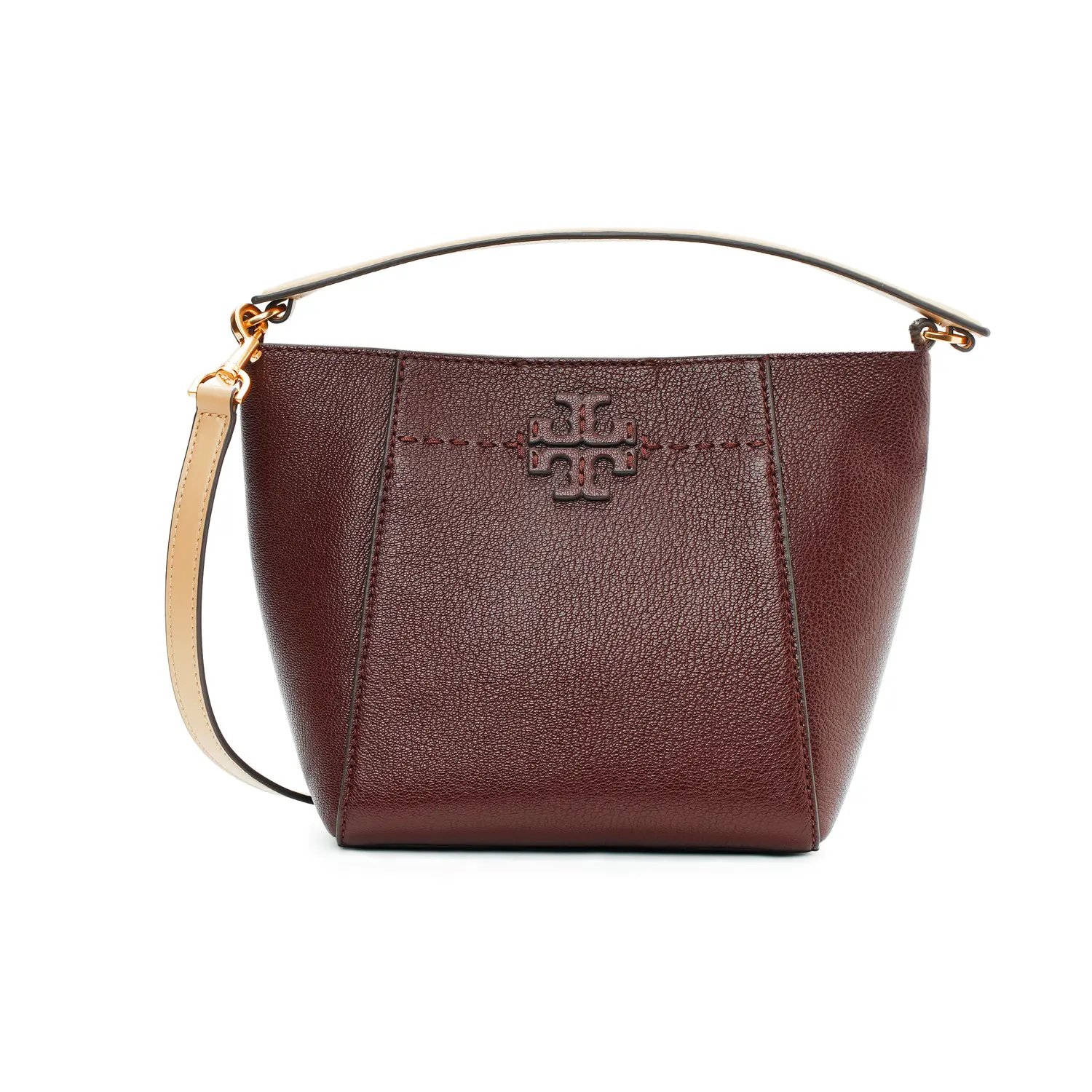 

TORY BURCH Сумка Макгроу Литчи зерновая кожаная ведро через плечо кроссбоди маленькая женская бордовая