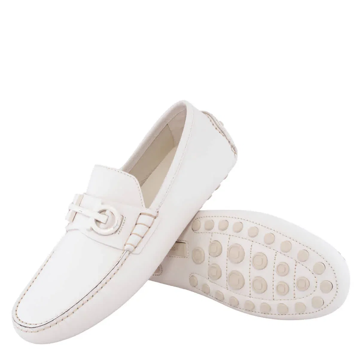 Salvatore Ferragamo Ferragamo White Gancini Ornament Driver — фото 2