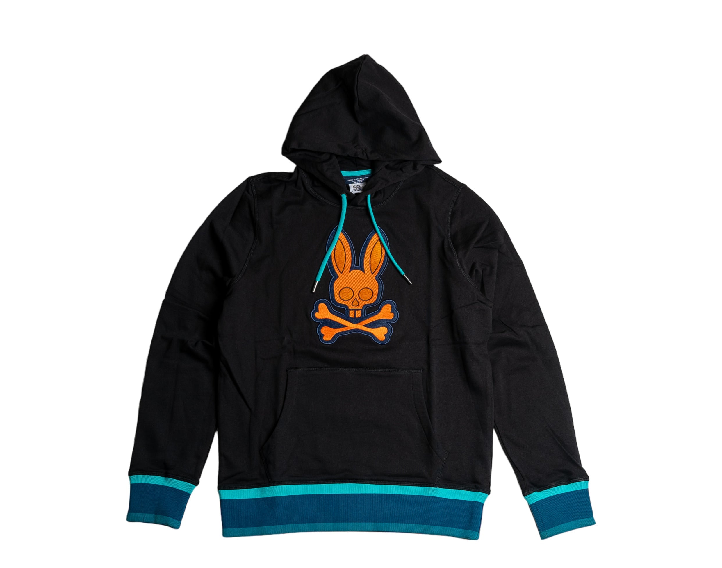 

Черная толстовка с капюшоном Psycho Bunny Corby Twill Logo B6H210Q1FT-BLK