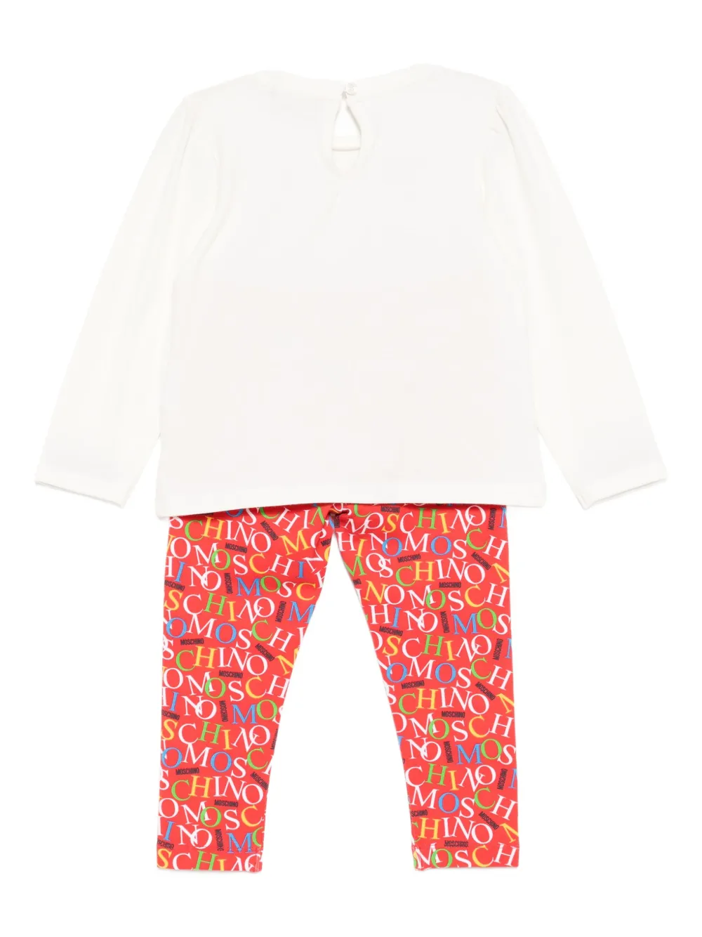 Комплект из топа и брюк с логотипом Moschino Kids, красный — фото 2