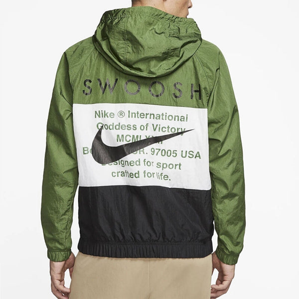 Куртка sportswear swoosh windproof sports woven jacket green Nike, зеленый — фото 4