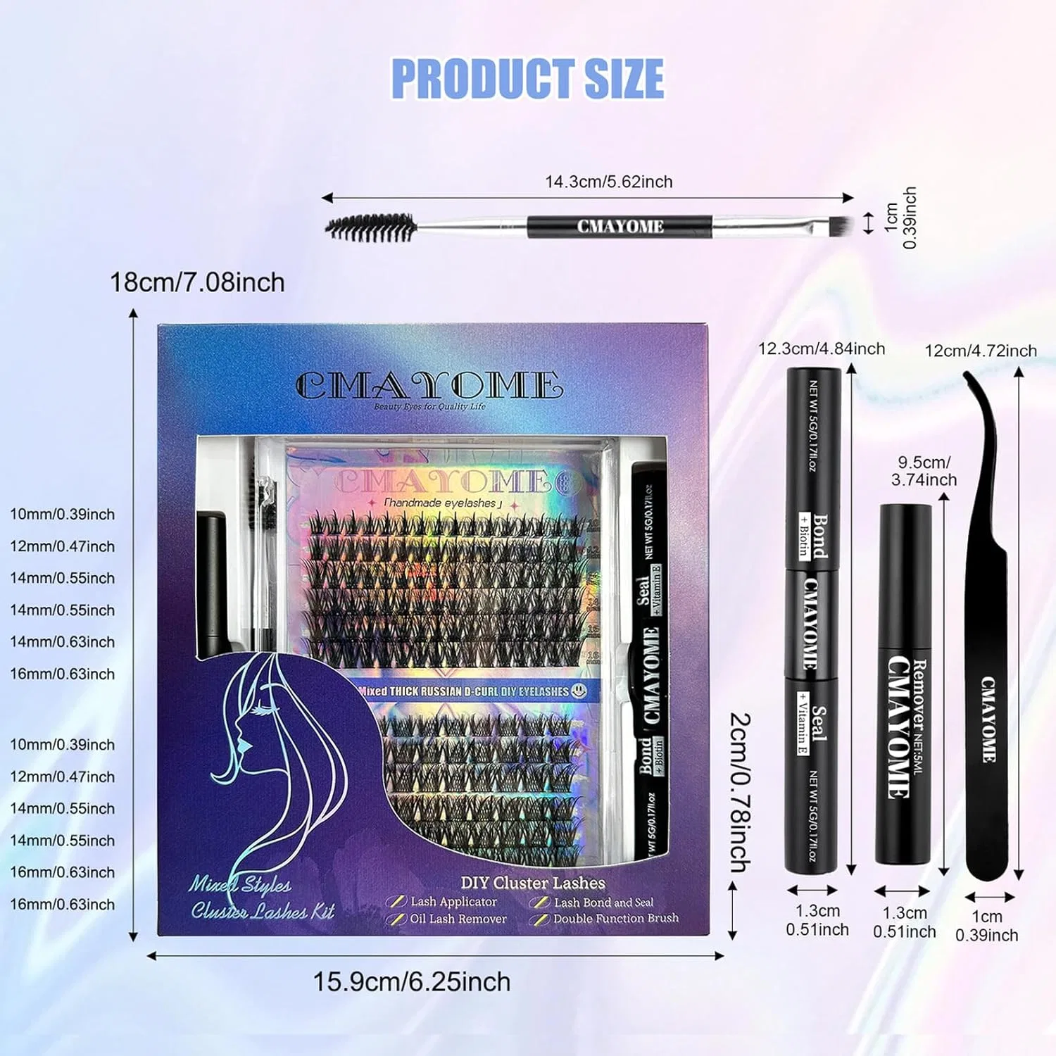 Набор для наращивания ресниц «Cluster Eyelash Kit» от RoseFlower Roseflower, C08 — фото 2