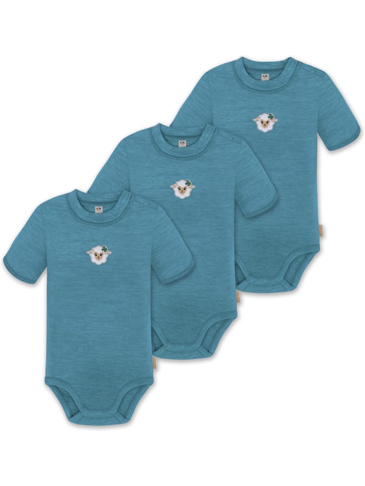 

Normani Outdoor Sports Комплект из 3 детских боди с короткими рукавами из мериносовой шерсти с застежками-кнопками, синего цвета