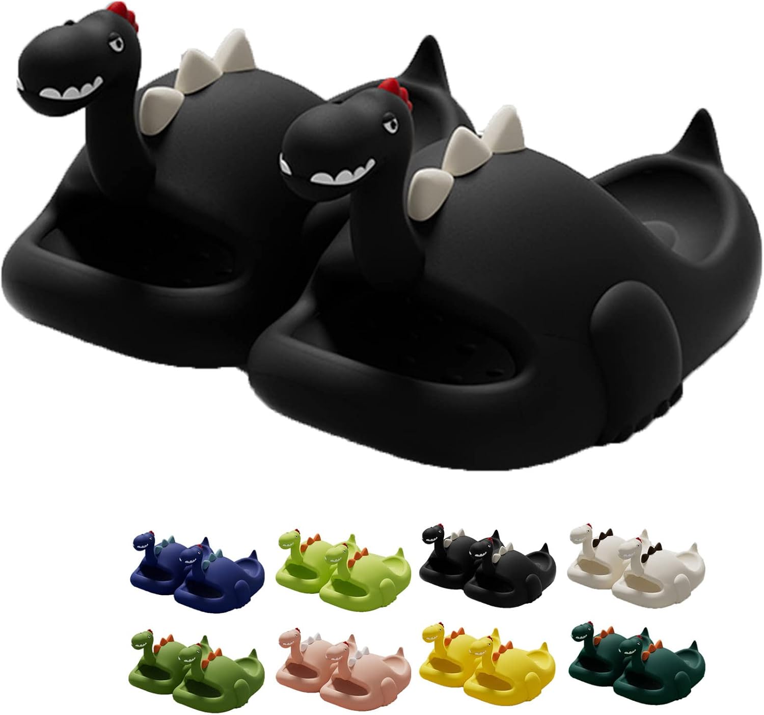 

Тапочки с динозаврами, шлепанцы «Облако динозавров», милые мультяшные противоскользящие шлепанцы с открытым носком, летние домашние и уличные пляжные сандалии для взрослых и детей Spacebuyer, черный