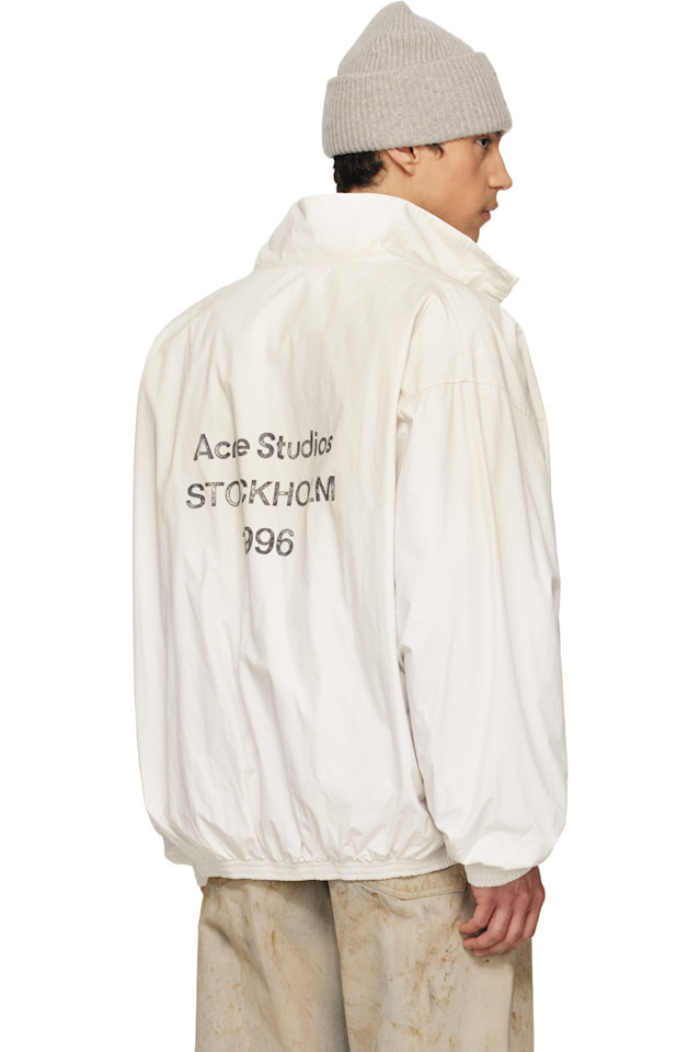 Acne Studios Куртка Off-White с логотипом и застежкой-молнией — фото 3