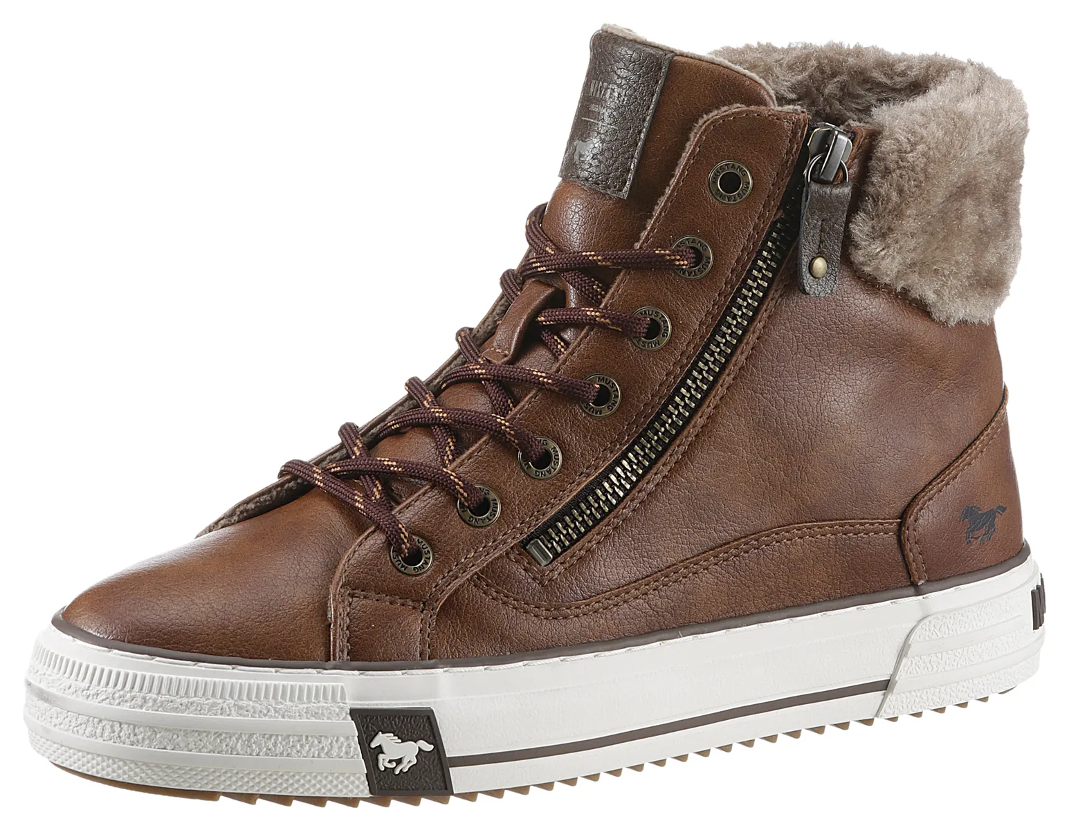

Ботинки Mustang Shoes на шнуровке, с внешней молнией, цвет Cognac