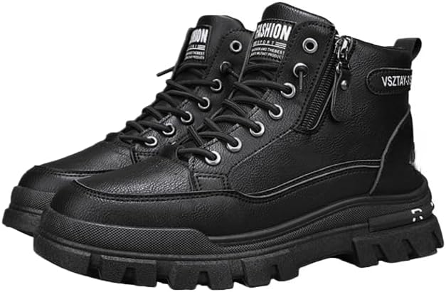 

Hhhchpm Белые мужские ботинки с высоким топом, стильные ботинки на шнуровке и молнии на щиколотке с нескользкой подошвой для уличного и повседневного ношения