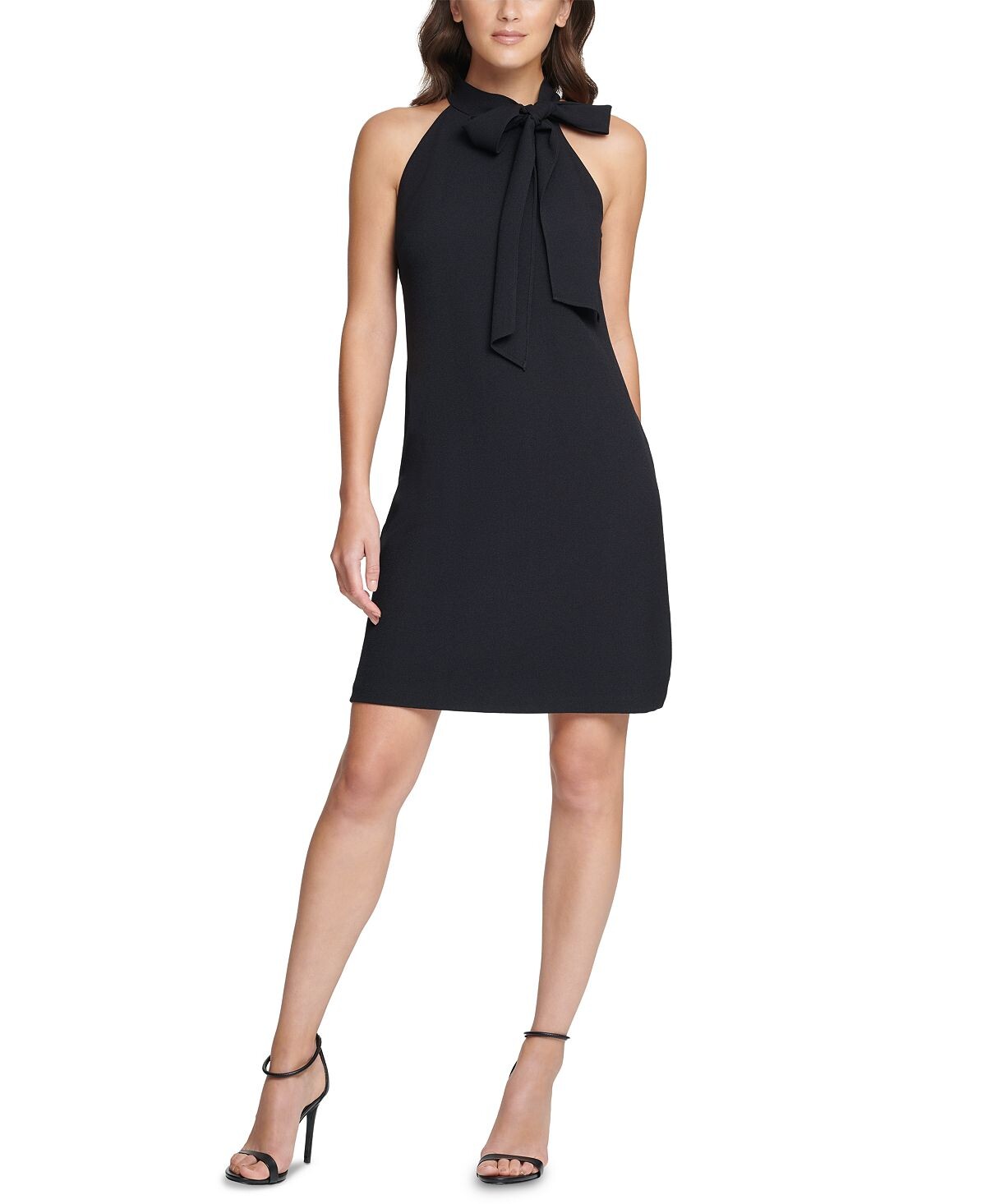 

Платье с бретелькой на шее и бантом Vince Camuto, черный