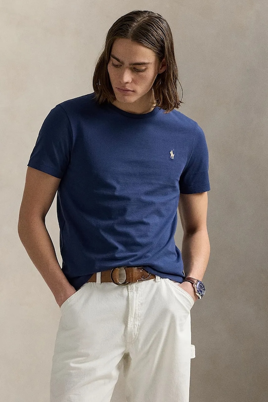 

Хлопковая футболка Polo Ralph Lauren, темно-синий