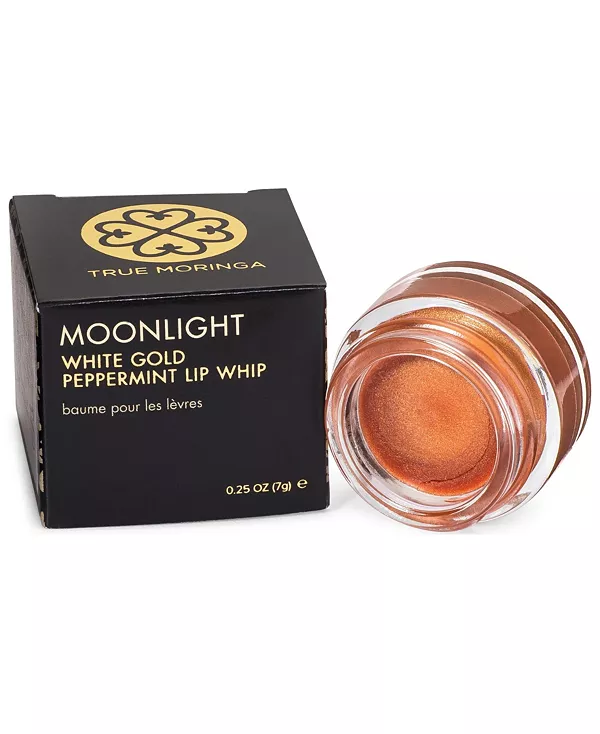 

Увлажняющий мерцающий бальзам для губ с ароматом белого золота и перечной мяты, 0,25 унции. True Moringa, gold-tone