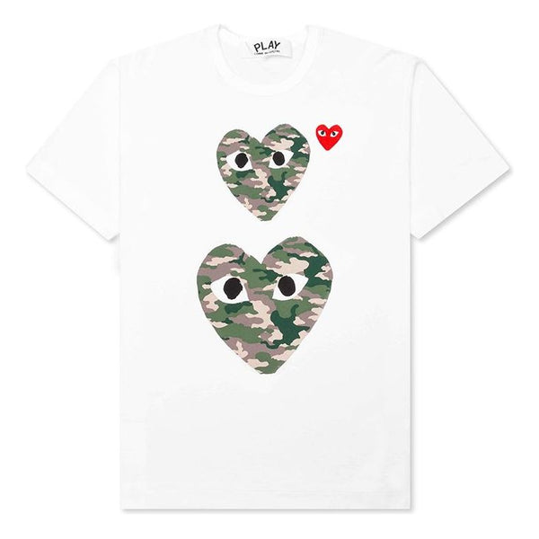 

Футболка camouflage double heart tee 'white' Comme Des Garcons Play, белый