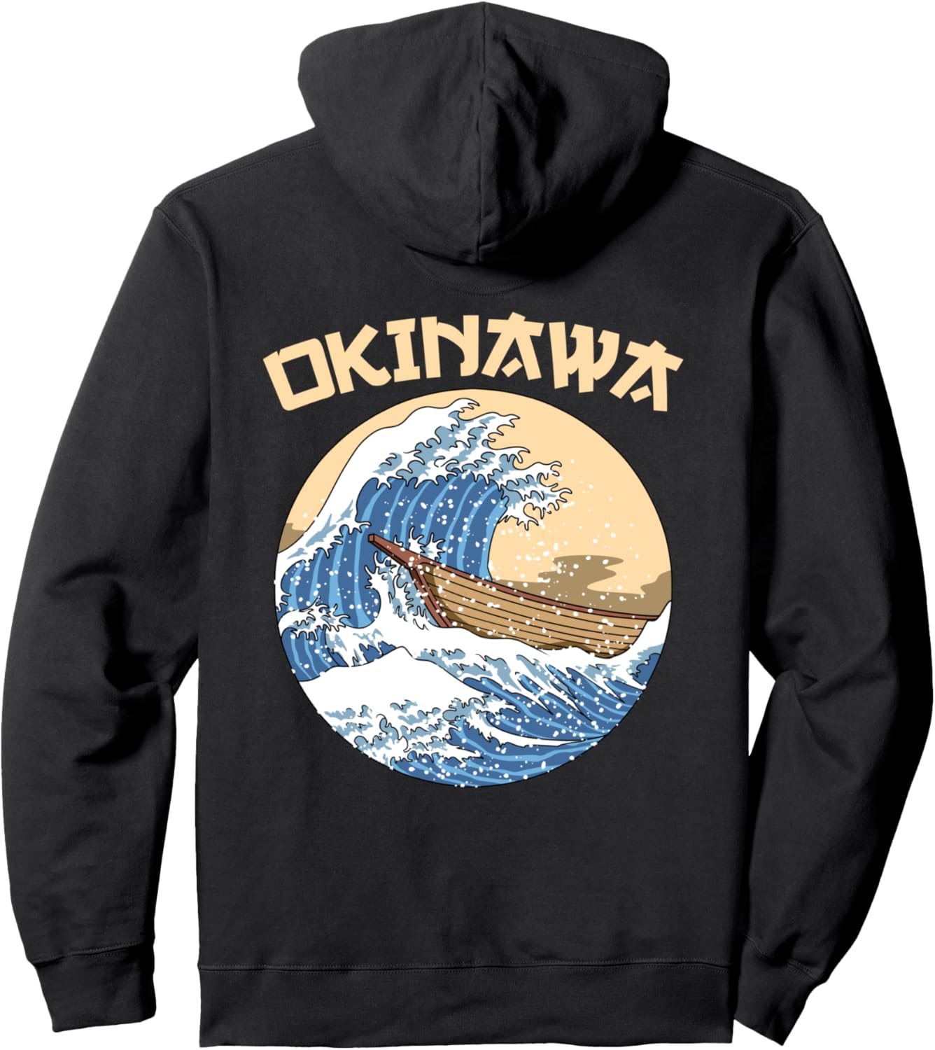 

Худи с изображением японской культуры Волна Канагавы Kanagawa Prefecture, Japan Wave Parka Gift, черный