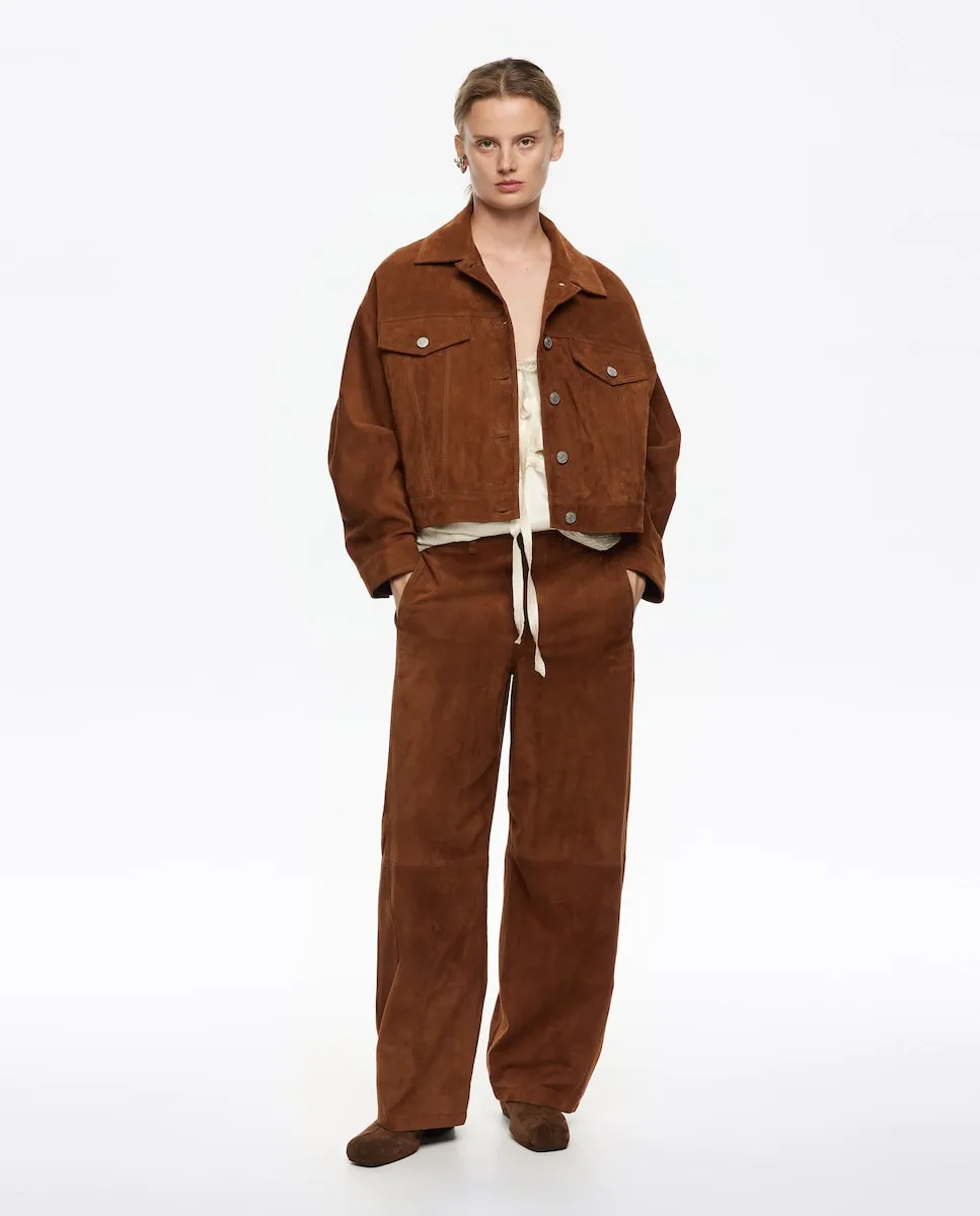 

Женские прямые кожаные брюки Barrel Bimba y Lola, карамельный