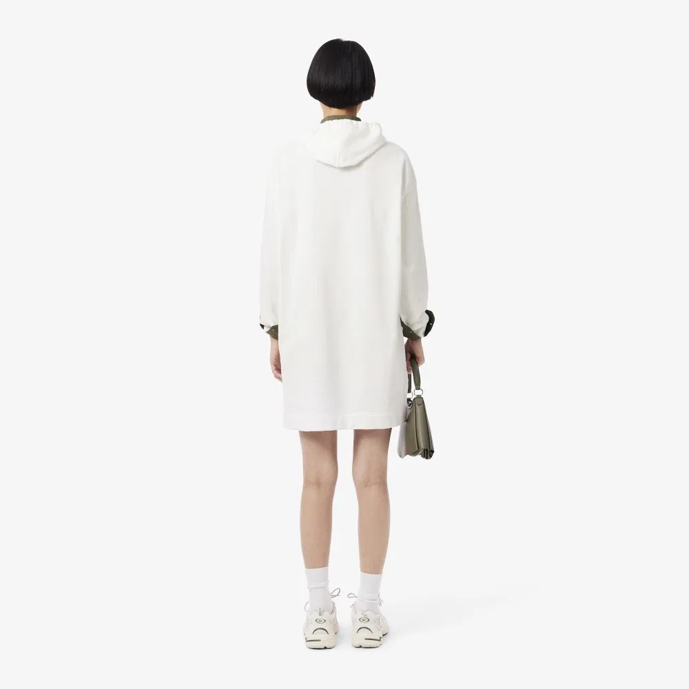 Худи-платье Lacoste Офвайт с мягким брендингом — фото 3