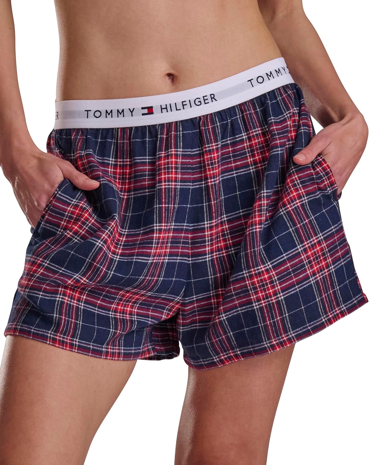 

Женские фланелевые боксеры для сна от Tommy Hilfiger, Sky Captain Yarndye Plaid