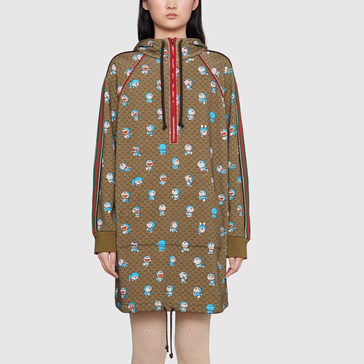 Платье женское Gucci Doraemon, коллаборация, коричневый — фото 3