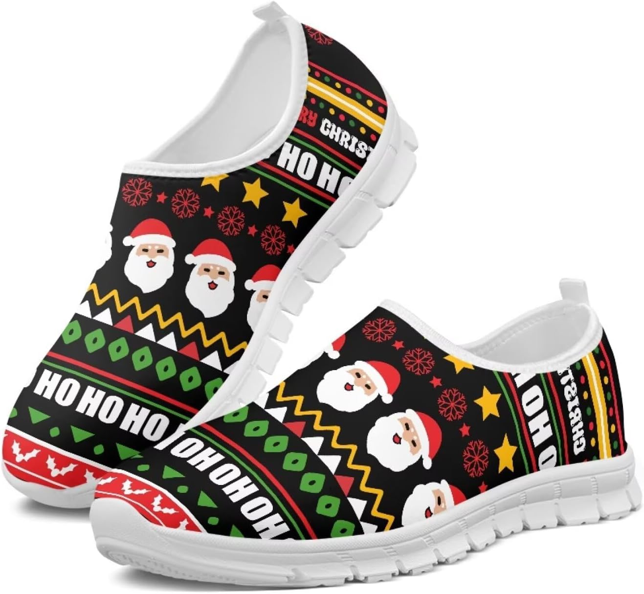 

Удобные женские слипоны для ходьбы Унисекс Взрослые модные повседневные кроссовки Fonplted, Santa Claus