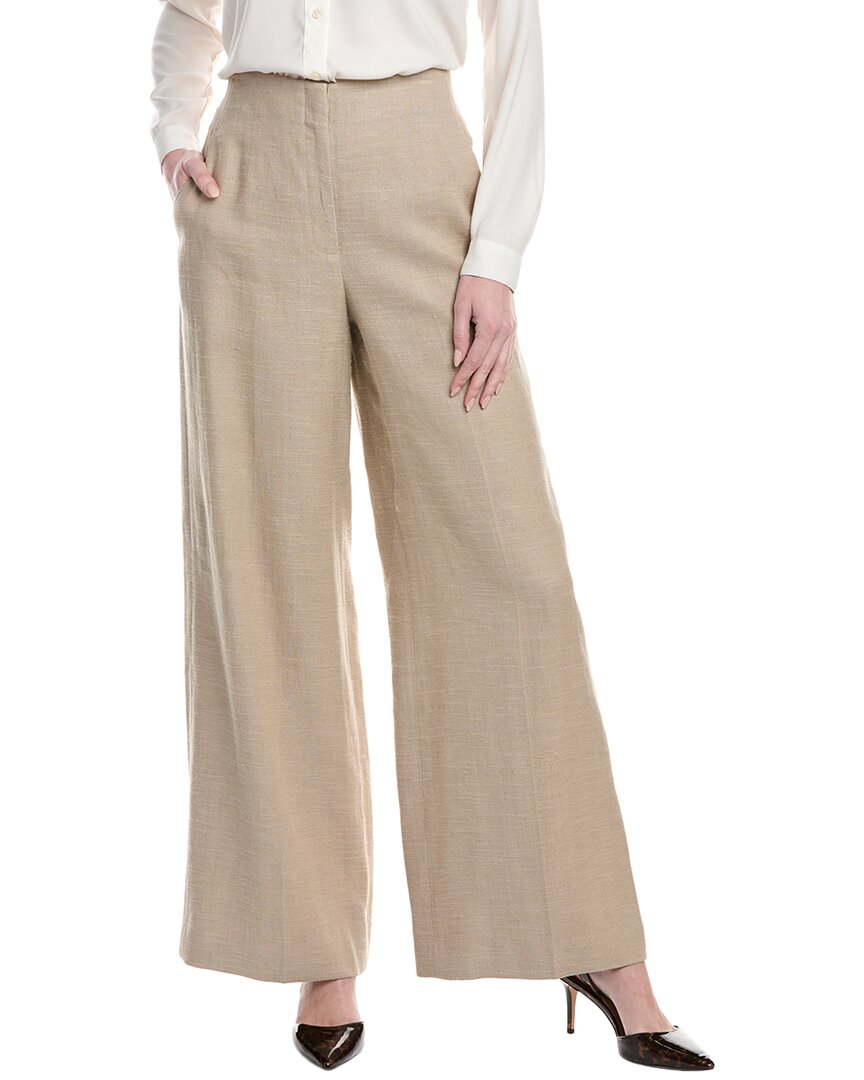 

Lafayette 148 New York Широкие брюки из льняной смесовой ткани Thames, бежевый