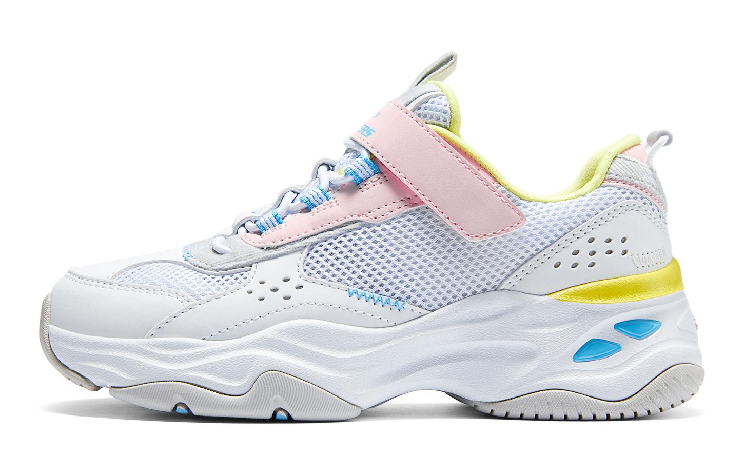 

Skechers Низкие, износостойкие, амортизирующие детские кроссовки для повседневной носки, белые, розовые, синие, подростковые