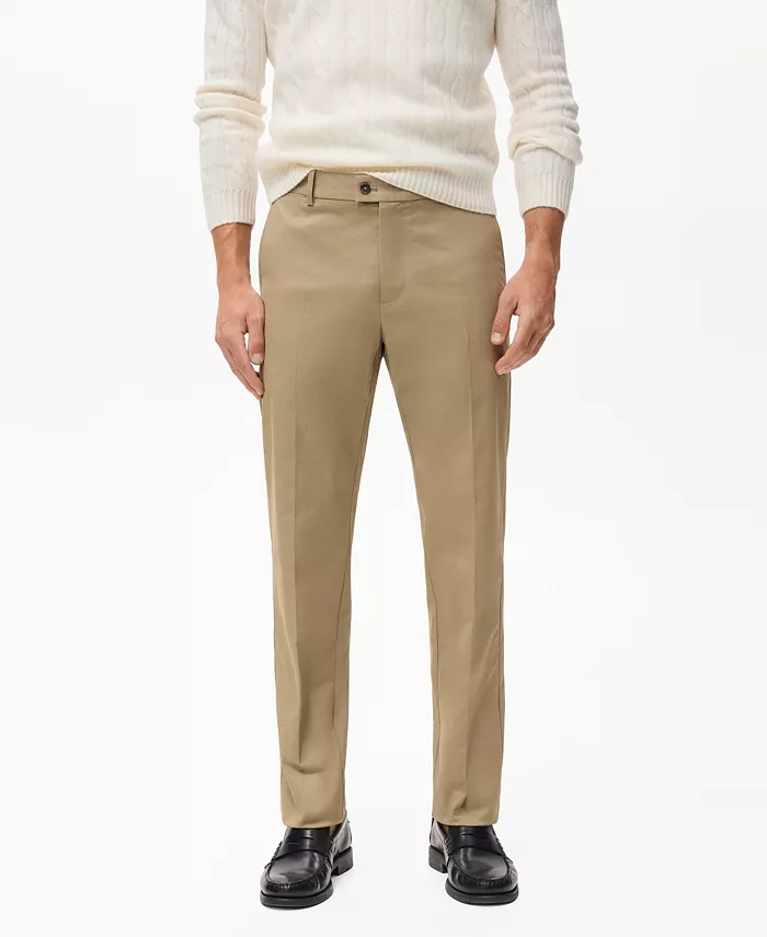 

Мужские классические хлопковые брюки Mango, загар/бежевый