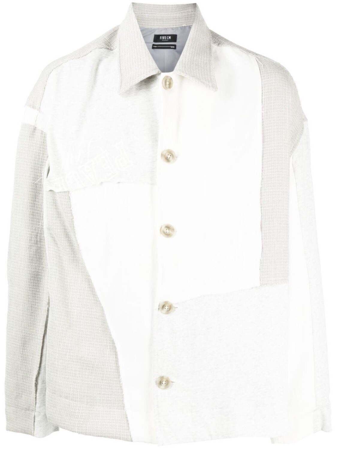 

Five Cm patchwork-detail long-sleeved shirt, серый