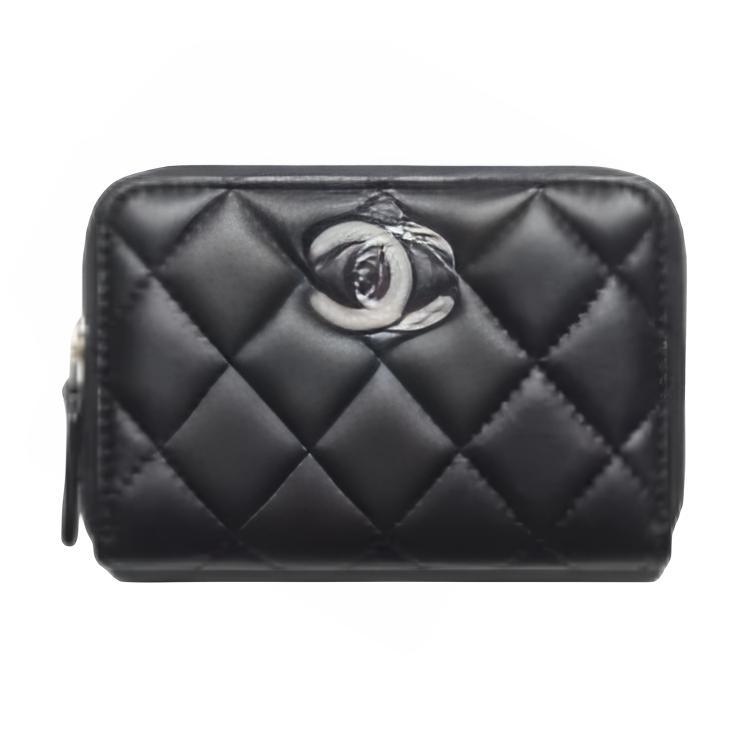 

CHANEL Женский бумажник из ягнёнка чёрный