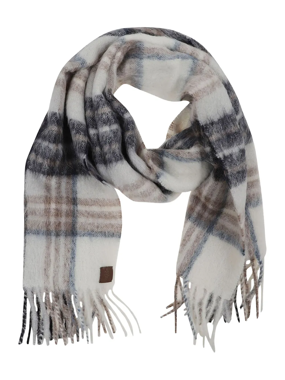 

Шарф в клетку с бахромой Eleventy, белый