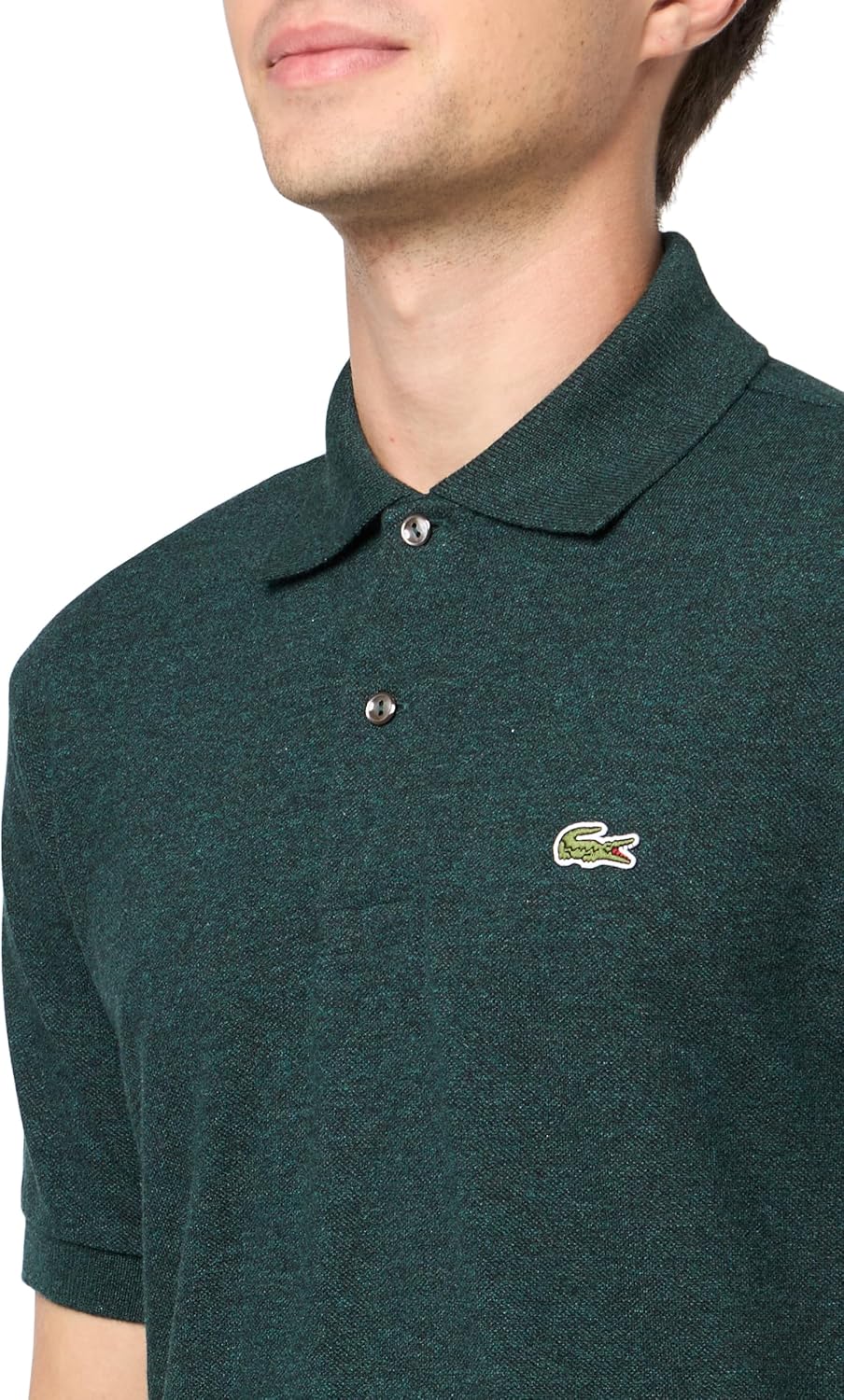 Поло Lacoste, мужское, классическое, с коротким рукавом, зеленый крокодил — фото 3