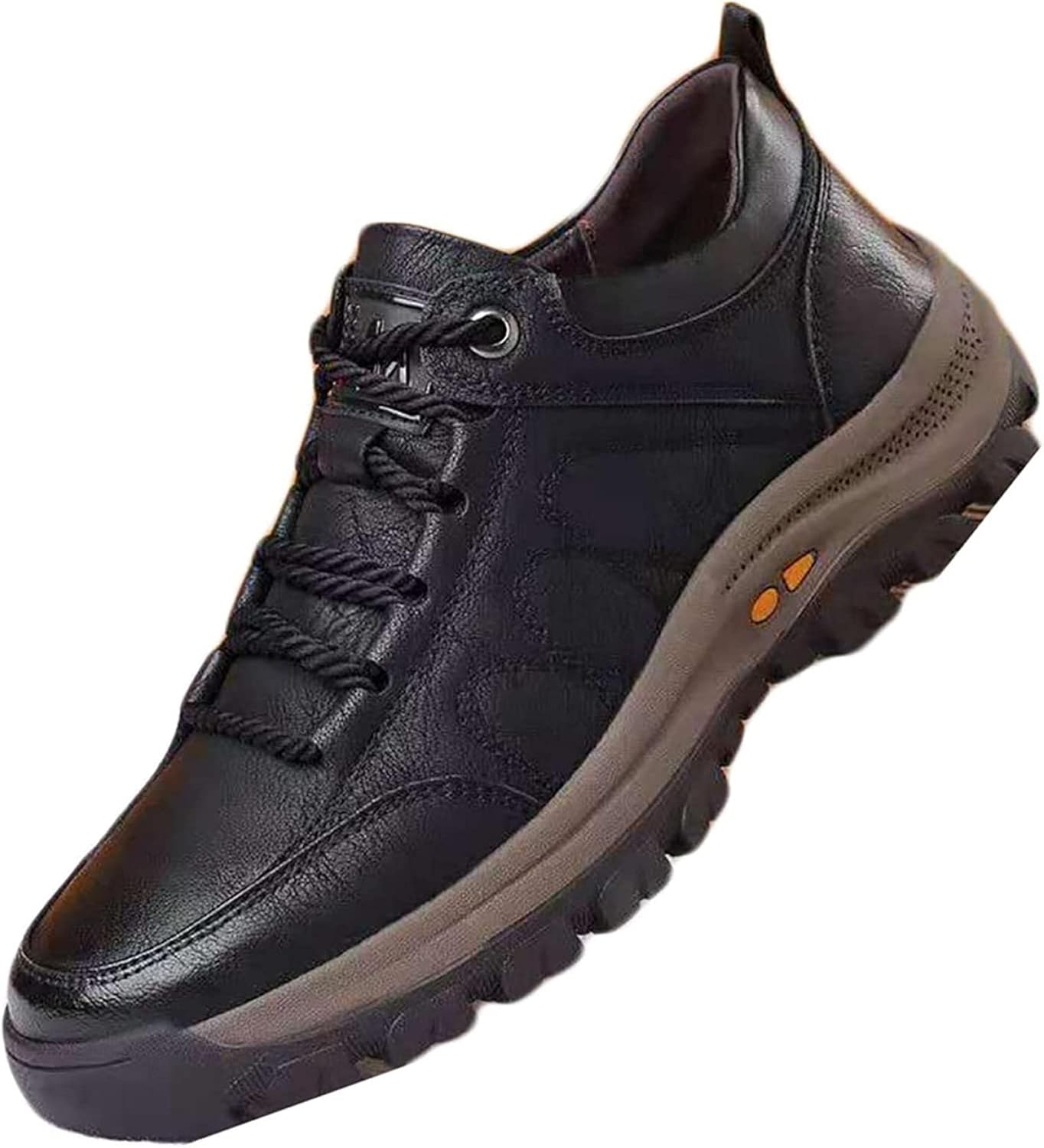 

Мужские кожаные ботинки Yiozoi, ветронепроницаемые, осенне-зимние рабочие, с круглым носком, на шнуровке, простые теплые повседневные мужские ботинки для прогулок, черный