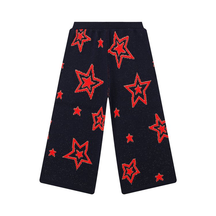 

Брюки Gucci Kids Wool Blend Star Embroidered Pants, Black/Red
