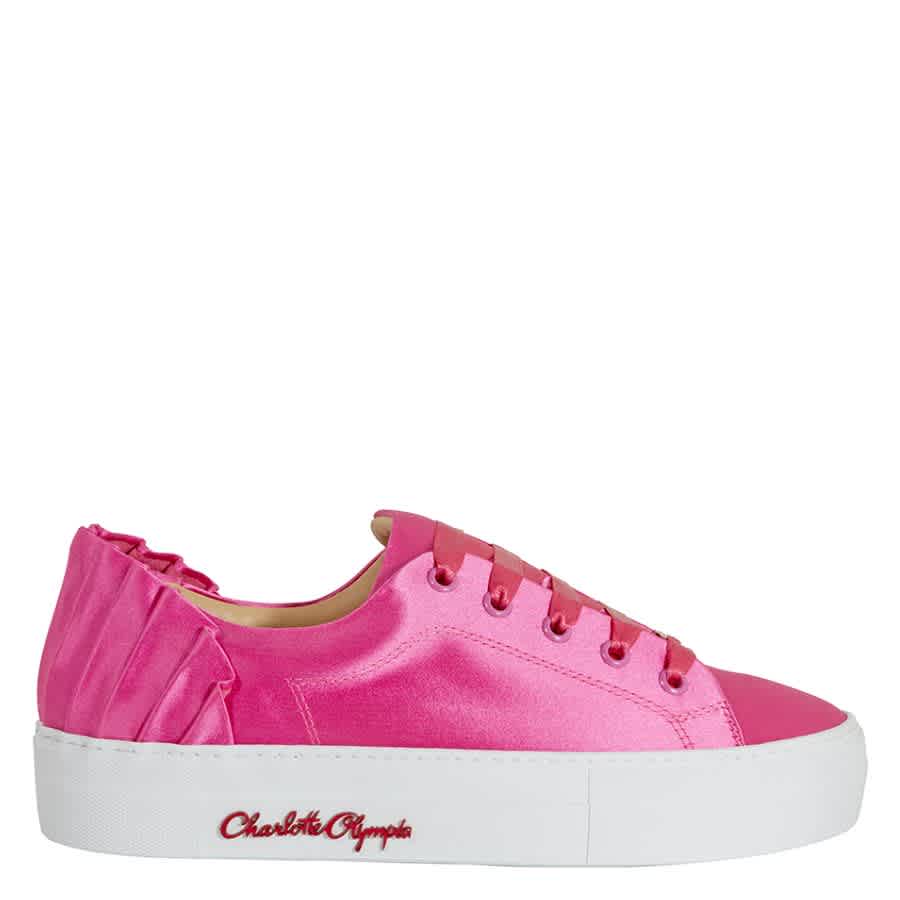 Charlotte Olympia Женские розовые атласные кроссовки