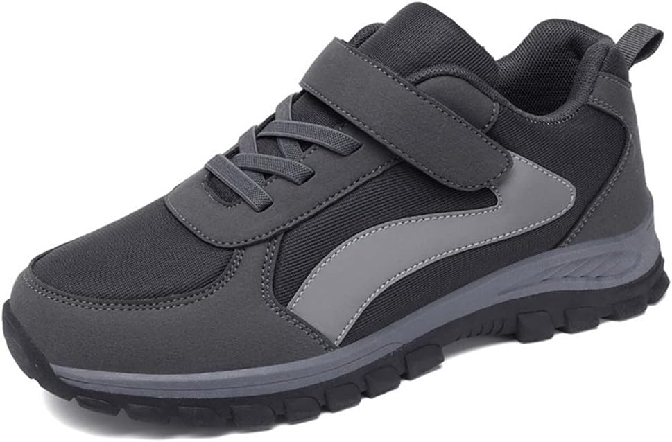 

LEADER SHOW Мужские удобные прогулочные туфли против скольжения, безопасные повседневные кроссовки для пожилых с застежкой-липучкой, серый