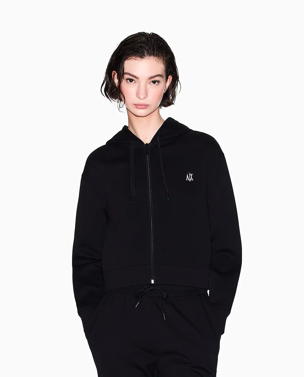 

Женская толстовка с капюшоном и регулируемыми завязками Armani Exchange, черный