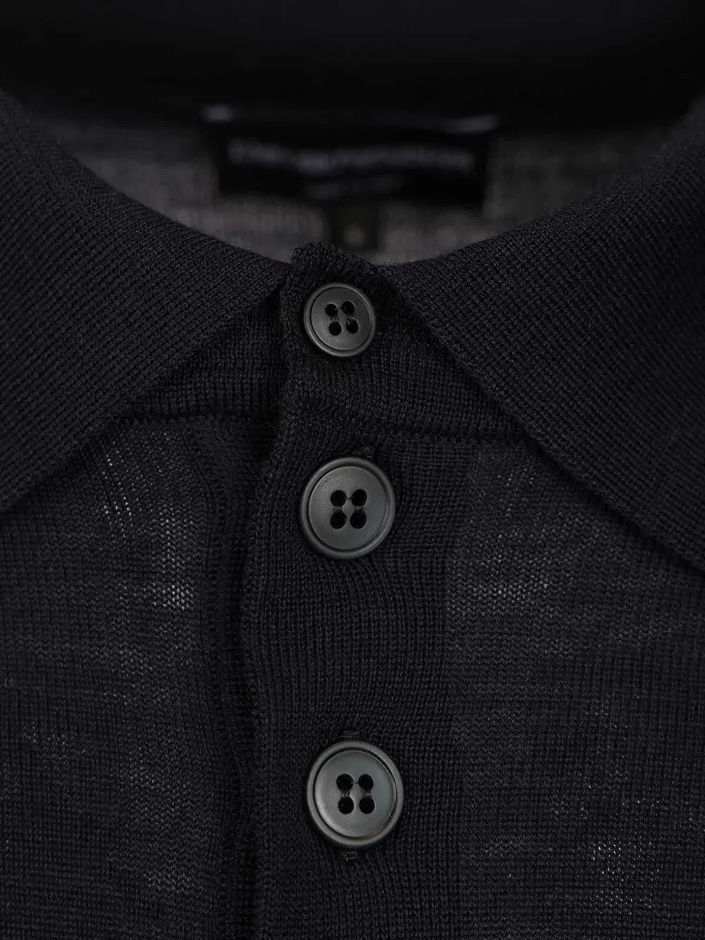 Свитер-поло на пуговицах Emporio Armani, черный — фото 4