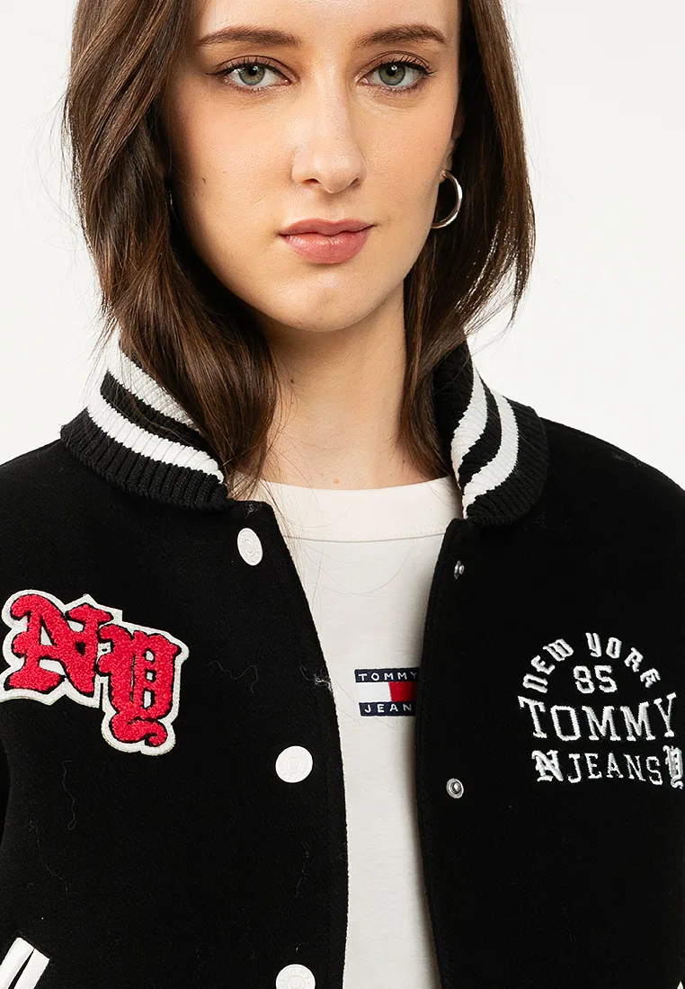 Женская шерстяная куртка-бомбер Tommy Jeans Tommy Hilfiger, черный — фото 3
