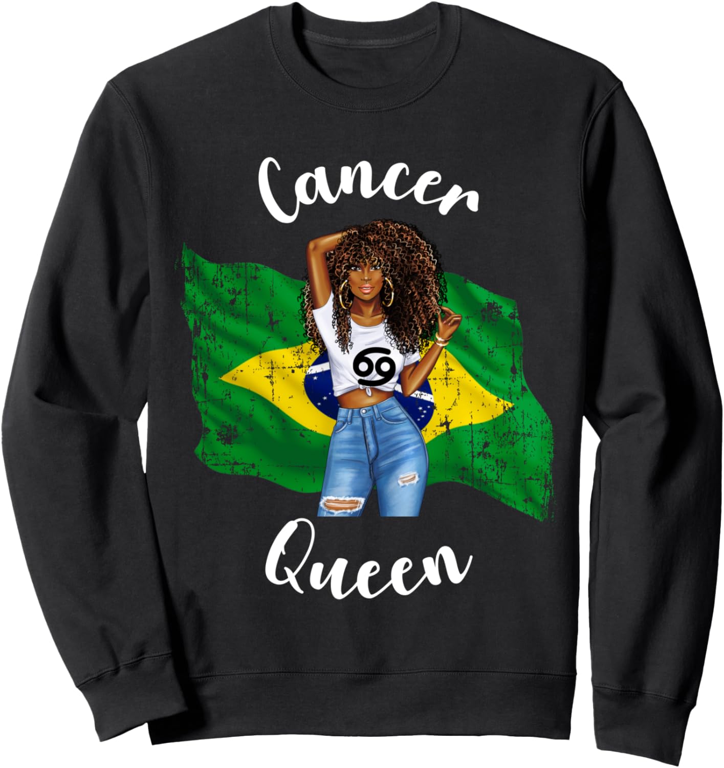 

Бразильская королева Рака, бразильский зодиак, бразильский флаг, толстовка Lush Brazilian Queens, черный