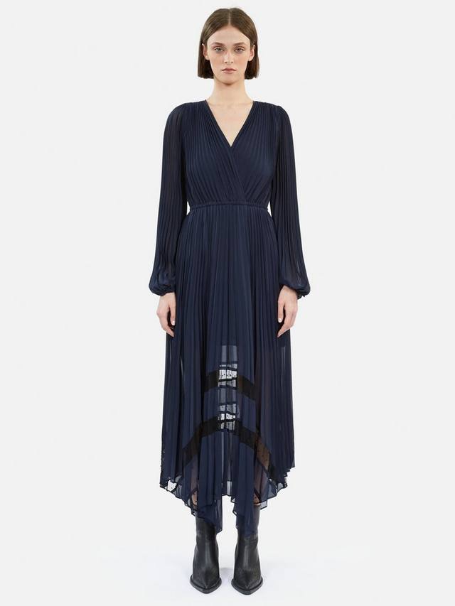 

Плиссированное платье макси THE KOOPLES, темно-синий