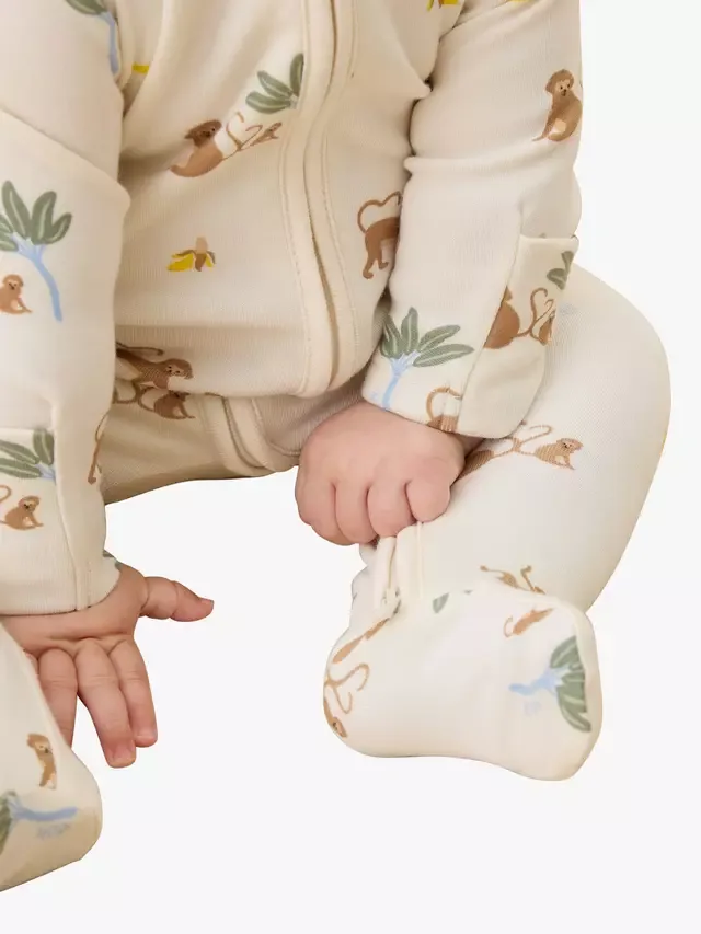 Детский комбинезон для сна Baby Clever с застежкой-молнией и длинными рукавами, с принтом обезьянки MORI — фото 3