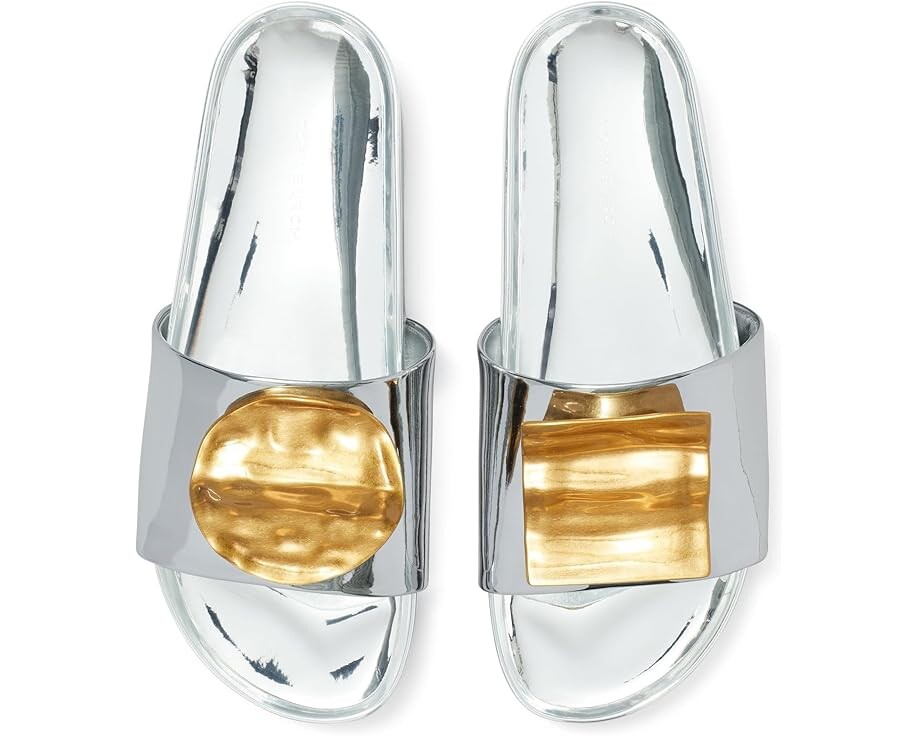 

Сандалии Tory Burch Patos Mismatch Hammered Slide, цвет Argento/Gold