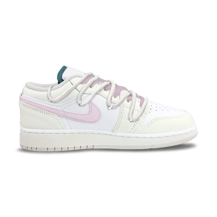 Jordan Кроссовки детские баскетбольные Air 1 Cloud Pink Cat Leather низкие нескользящие износостойкие — фото 3