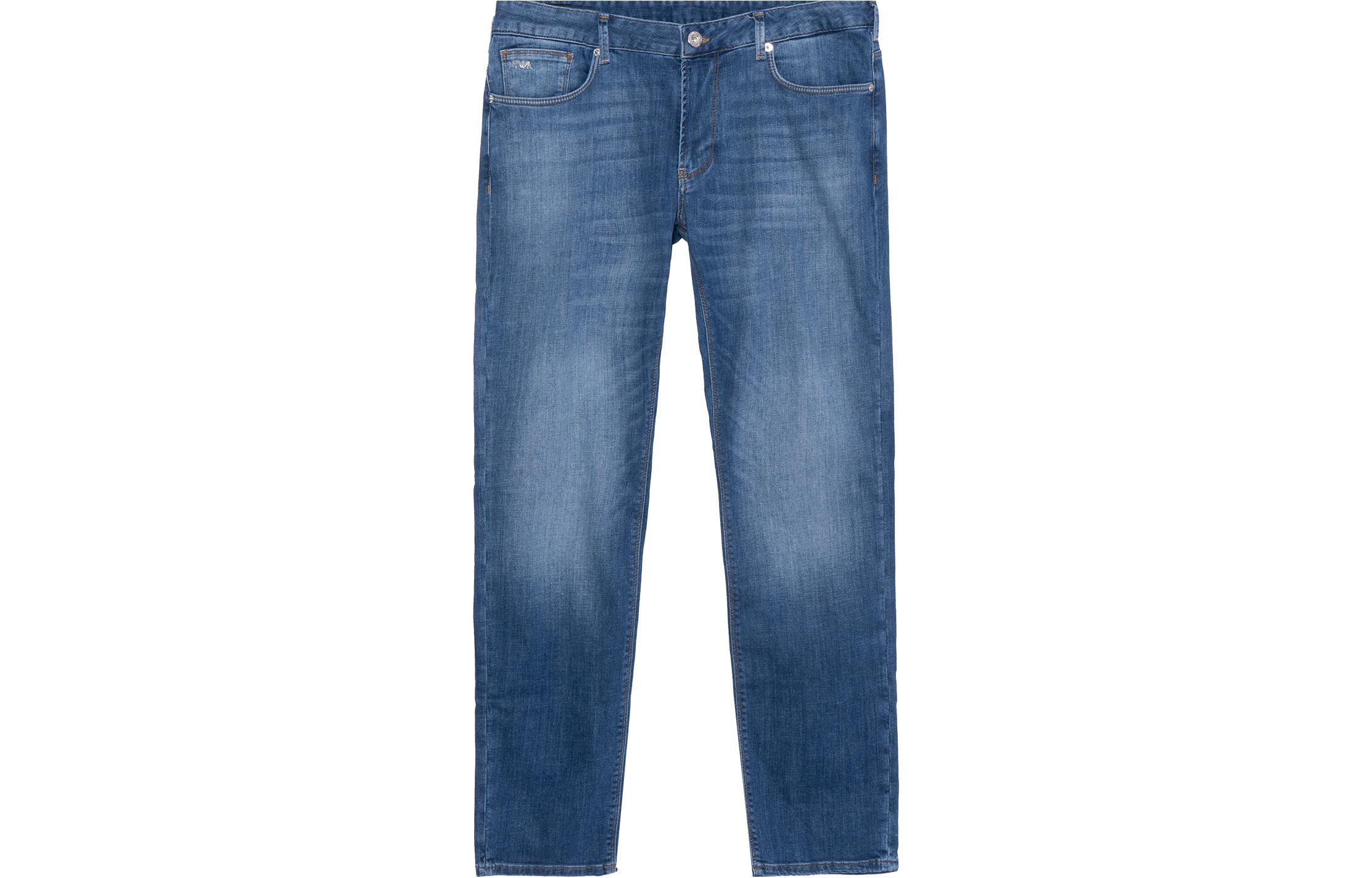 

Джинсы прямого кроя с эффектом потертости EMPORIO ARMANI, синий