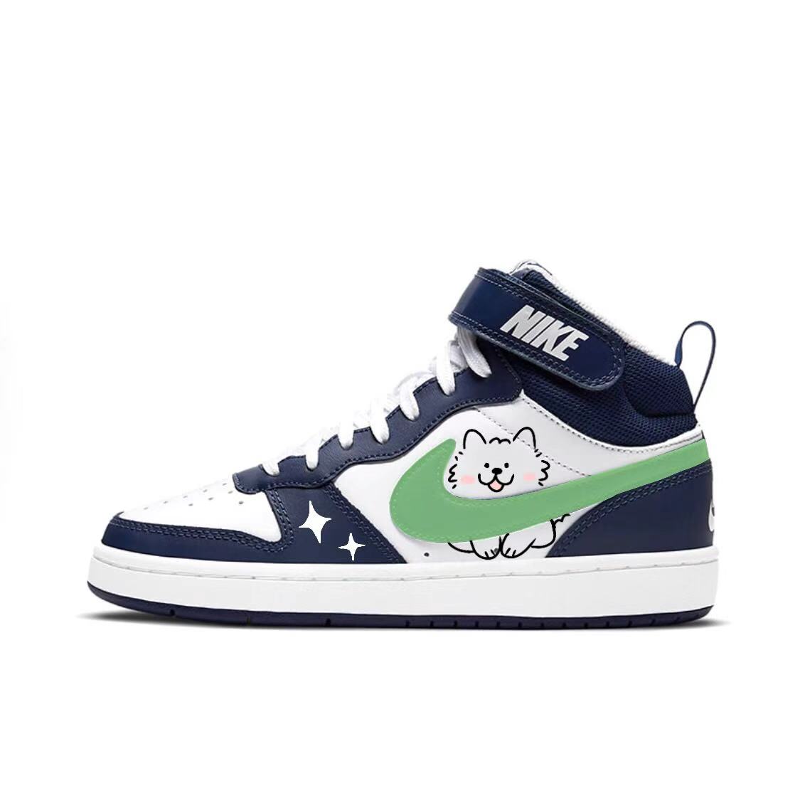 

Nike Court Borough устойчивые к истиранию мид-топ скейтборд кроссовки blue white детские