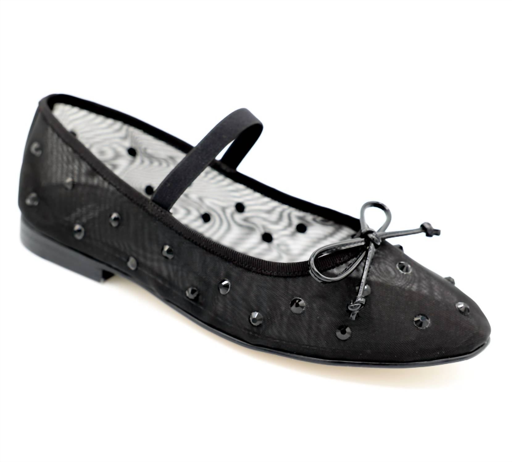 Женские балетки Releve Mary Jane в черной сетке с камнями Jeffrey Campbell